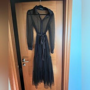 Sheer black polka dot dress